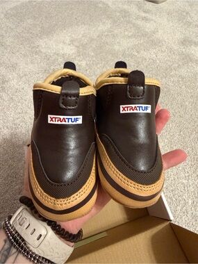 XTRATUF Kids Brown and Tan Pull-On Boots